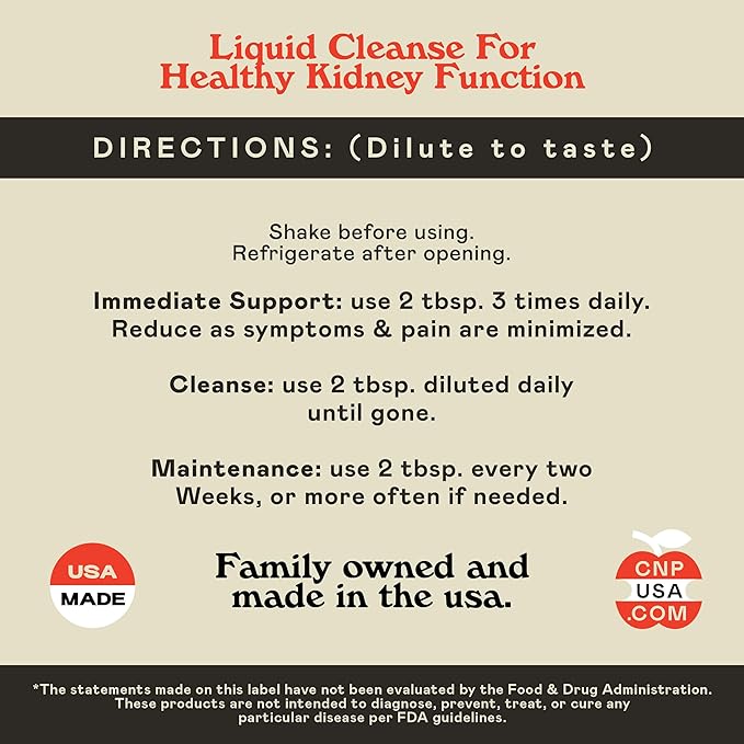 Complete Natural Products Kidney Complete - 8oz Organic Liquid for Kidney Support, Cleanse, and Detox with Apple Cider Vinegar, Lemon, & Organic Chanca Piedra.