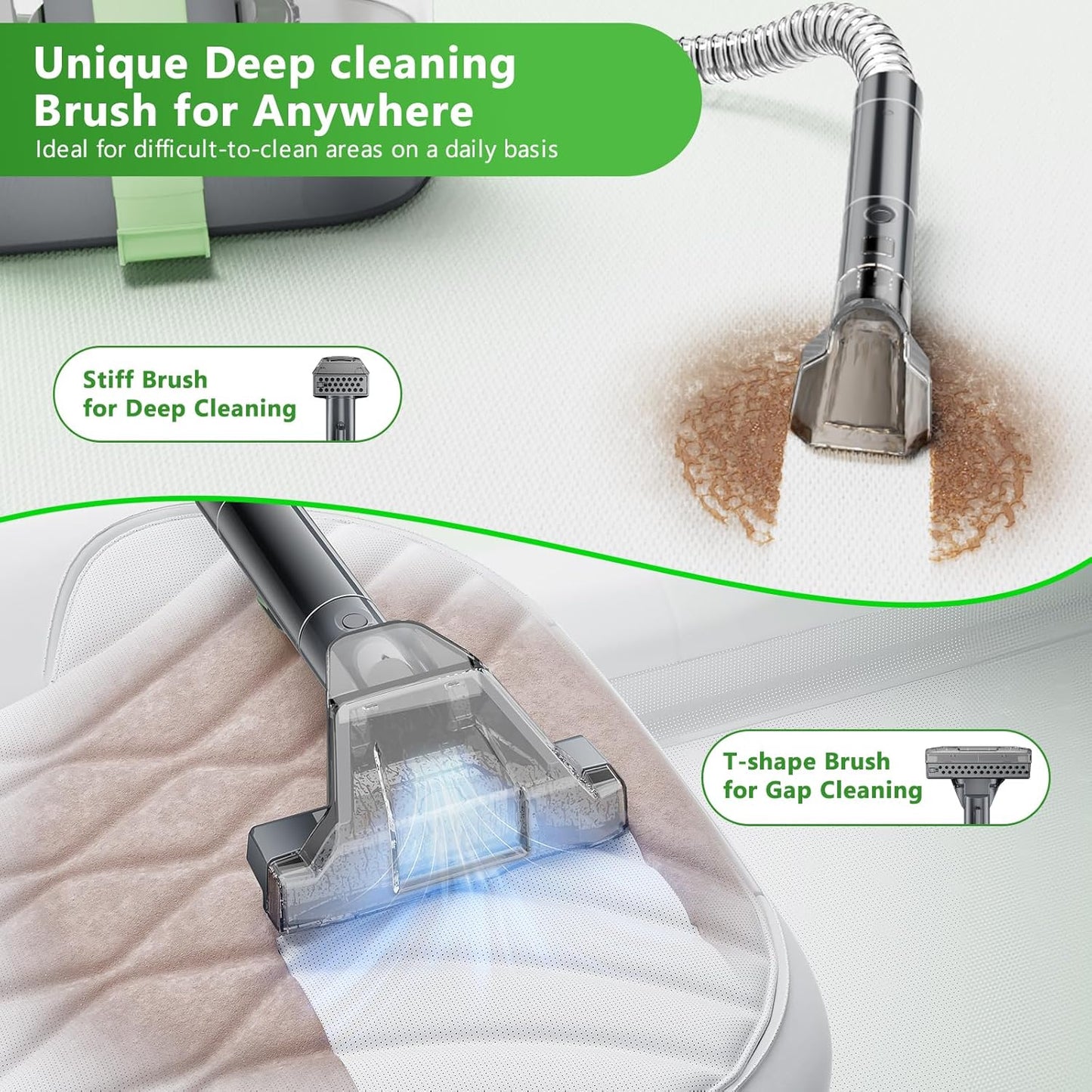 Carpet Cleaner Machine, 18Kpa Portable Carpet Spot and Upholstery Cleaner, 500W Powerful Suction Deep Couch Cleaner Machine with Handle for Pet Stains, Sofa, Car Seat, Furniture