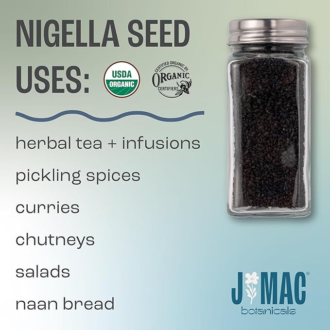 J Mac Botanicals, Organic Nigella Seeds (1 Pound), USDA Certified, black cumin seed, Nigella Sativa, Kalonji Seeds