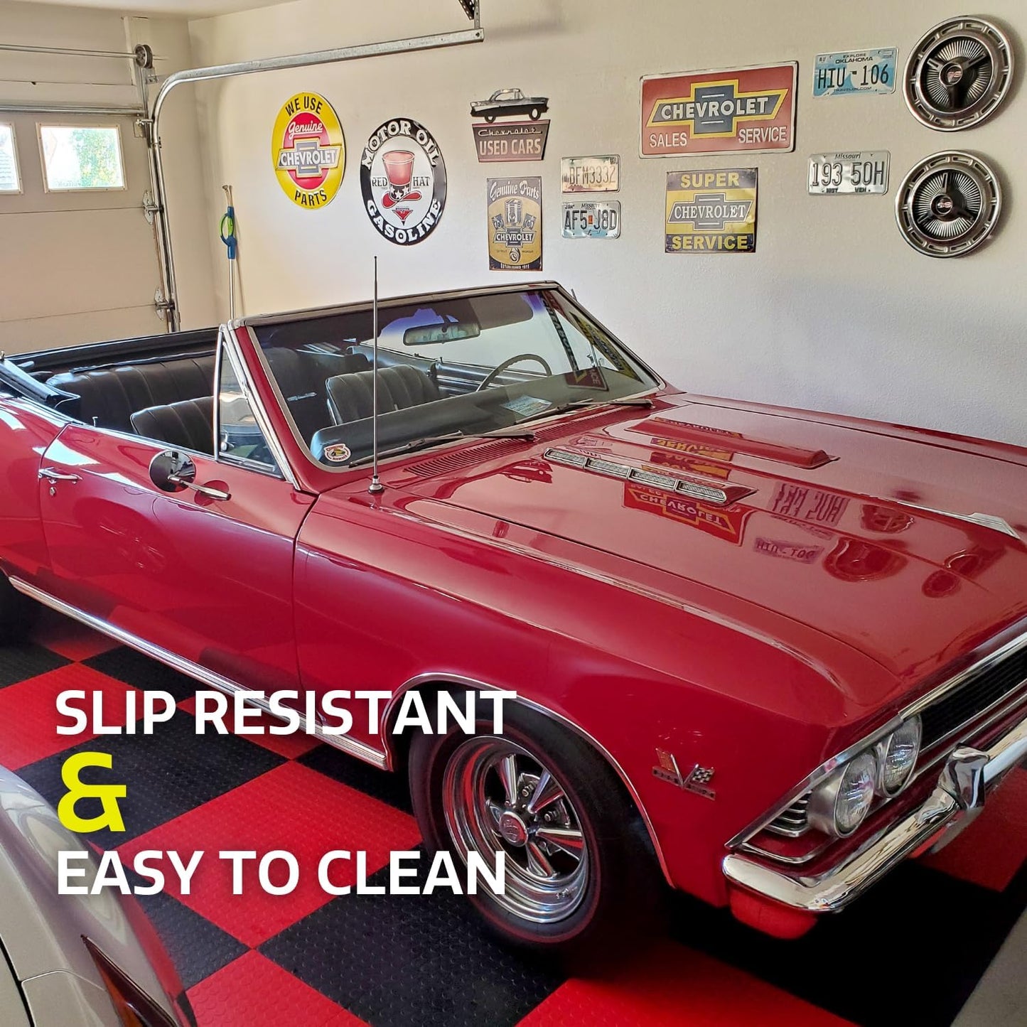 Big Floors GarageDeck Coin Pattern, Durable Copolymer Interlocking Modular Non-Slip Garage Flooring Tile (Beige, 24 Pack of 12 x 12" Tiles)