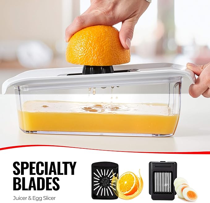 Fullstar Mandoline Slicer for Kitchen, Fruit Cutter, Cheese Grater, Cucumber Slicer, Veggie Spiralizer, Food Cutter & Kitchen Gadgets with Safety Glove (11 in 1, White)