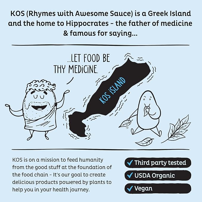 KOS Plant Based Protein Powder, Blueberry Muffin - Organic Pea Protein Superfood with Spirulina and Immune Support Blend. Soy, Gluten, Dairy Free - Vegan Meal Replacement for Women & Men - 15 Servings