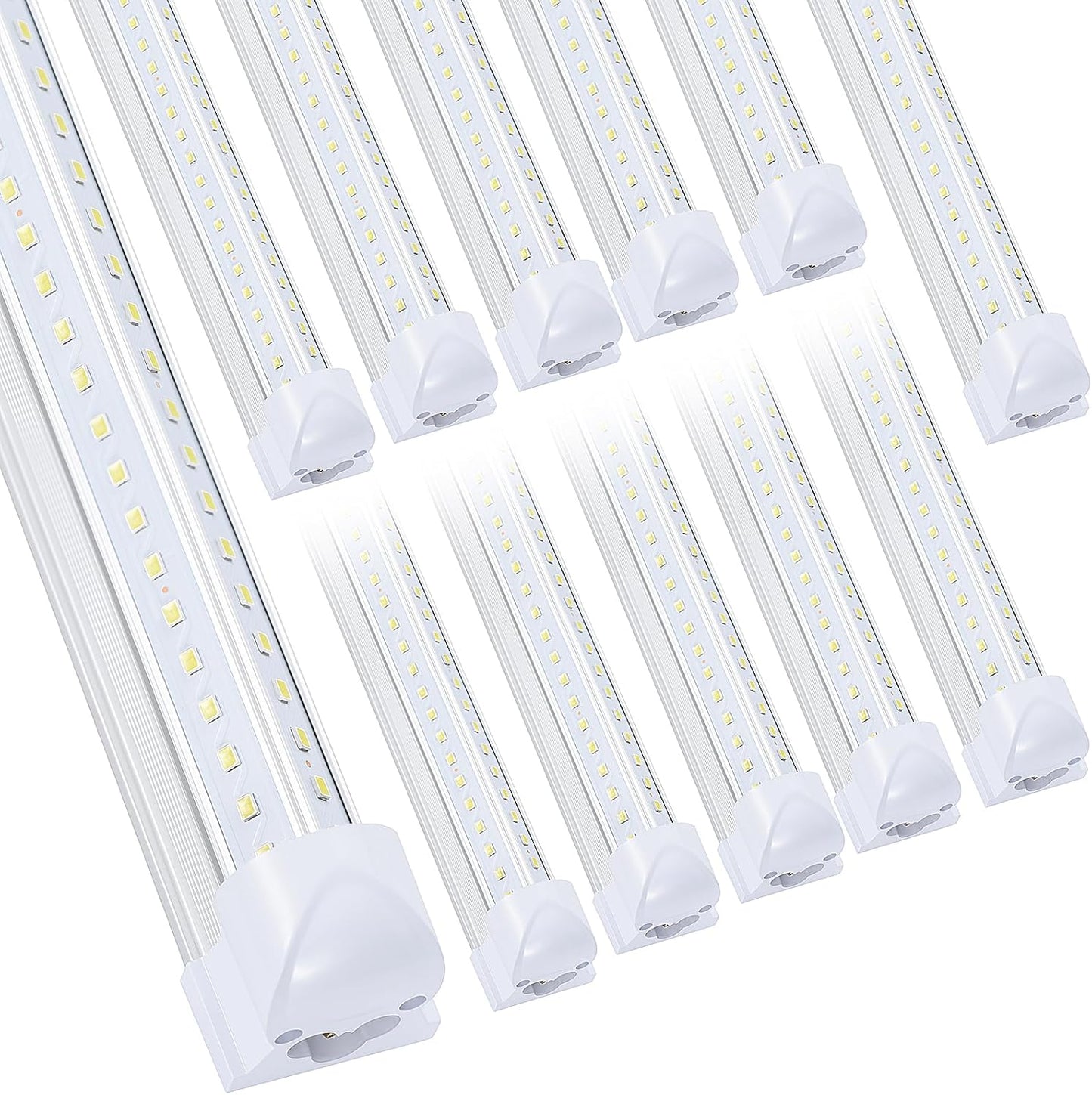 12 Pack,Led Shop Lights, 8FT Led Shop Light,100W 6000K 15000LM Clear White, Led Shop Light 8FT 110V Linkable Integrated V-Shape for Shop Garage,Warehouse,