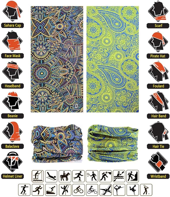 Headband Neck Gaiter Head Wrap Headwear Face Mask Magic Scarf Bandana for Men and Women