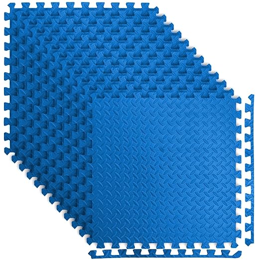 Art3d 48 Sq.Ft Eva Puzzle Exercise Mats, 24"x24" x 1/2" Thick Foam Interlocking Tiles for Flooring, Workout, Gym Equipments, Pack of 12, Blue