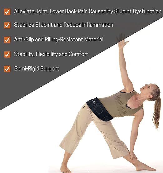 Sacroiliac Hip Belt for Women and Men That Alleviates Sciatic, Pelvic, Lower Back, Leg and Sacral Nerve Pain Caused by Si Joint Dysfunction| Trochanter Brace (Regular, Black)