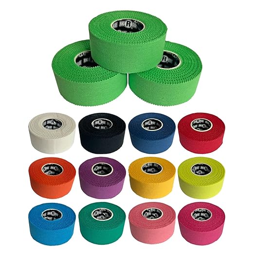 Ringside 1" Athletic Trainers Tape, Cotton Kinesiology Tape for Combat Sports, Adhesive, 30 Foot Rolls, Green, 3 Pack