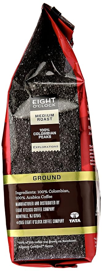 Eight O'Clock Coffee Eight O'Clock Ground Coffee, 100% Colombian Peaks, 11 Ounce (Pack of 4)