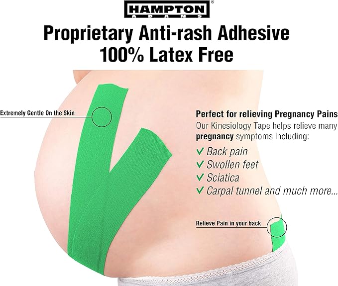 Hampton Adams | As Seen on Shark Tank | Elastic Kinesiology Tape (2-Pack) | Uncut Athletic Tape Supports & Protects Muscles Knees Shoulders & Plantar Fasciitis | Waterproof Hypoallergenic (Green)