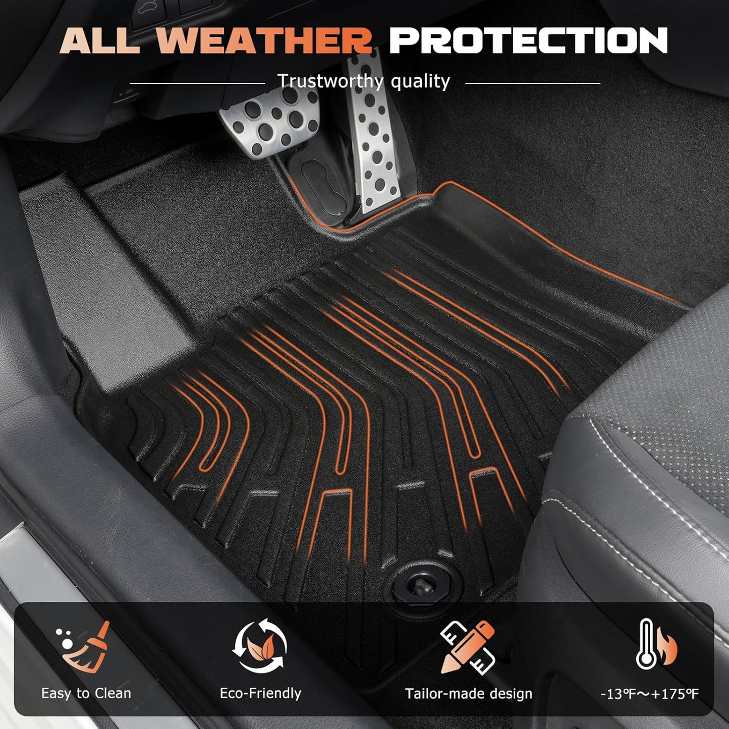 Floor Mats & Cargo Liner Fit for Hyundai Elantra & Elantra N 2021-2024 2025(Not for Hybrid), All Weather Protection TPE Anti-Slip Car Full Set Floor Liners Hyundai Elantra Custom Accessories,Black