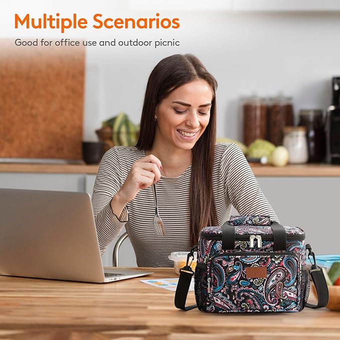 Lifewit Medium Lunch Bag Insulated Lunch Box Soft Cooler Cooling Tote for Adult Men Women, Pink 12-Can (9L)