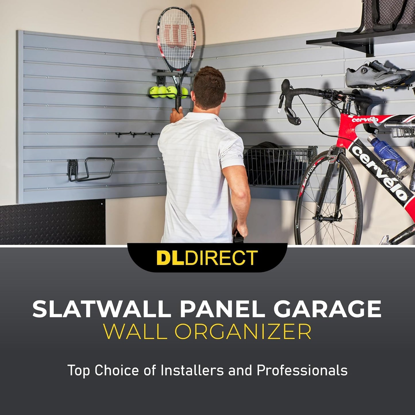 DLDIRECT Slatwall Panel Garage Wall Organizer: Heavy Duty Mounted PVC Rack, Interlocking Slat Paneling for Storage, Board, Shelves System -Black (2’H x 4’W)