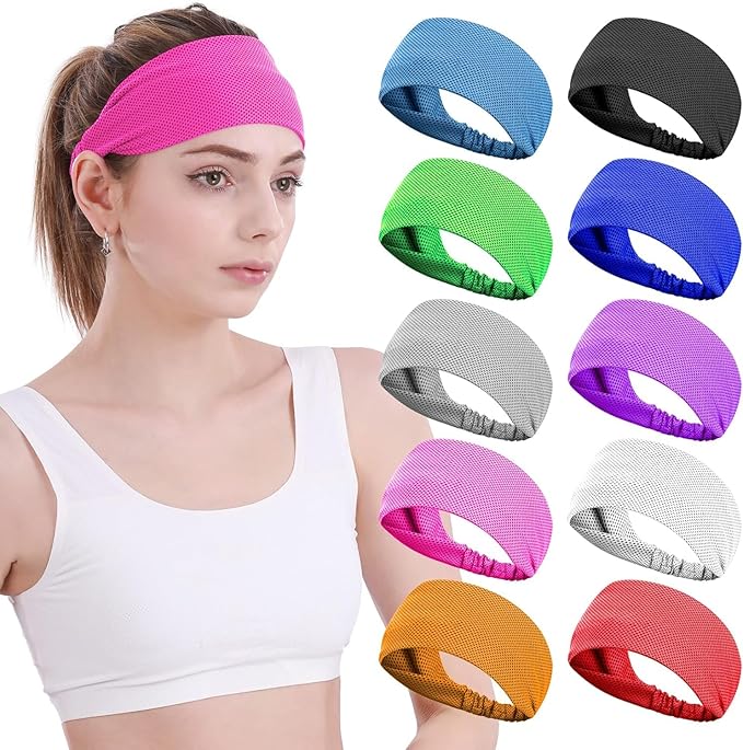 Sukeen Cooling Headband for Men Women, Instant Cooling Running Headband, Sweat Headbands for Workout, Sports Headbands for Yoga, Golf, Gym, Camping, Tennis, 20 inches