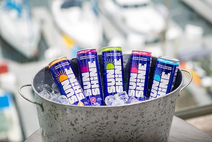 Sunshine Sparkling Energy Drink, Clementine Twist with Daily Essential Vitamins, 360mg of Electrolytes, 70mg of Natural Caffeine, 12 Fl Oz (Pack of 12)