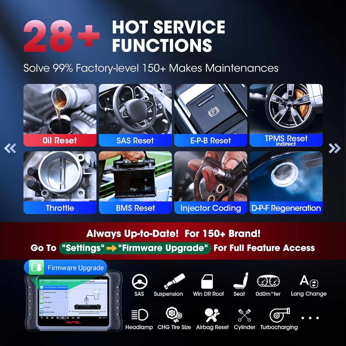 Autel Scanner MaxiCOM MK808S: 2025 Bidirectional Tool as MK808BT Pro MX808S M808Z, Work as MaxiCheck MX900 MK900BT, 28+ Service, Active Test, All System Diagnose, Injector Coding, FCA Autoauth OS 11