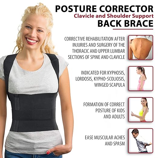 ORTONYX Comfort Posture Corrector Back Brace for Woman and Men, Scoliosis Hunchback Kyphosis Correction/XS