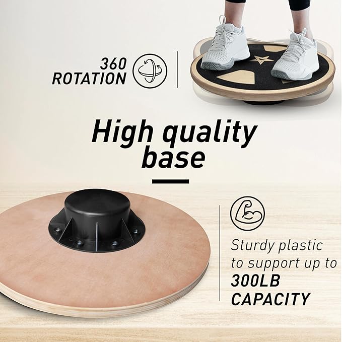 Yes4All Versatile Wooden Wobble Balance Board, Balance Trainer for Mobility Training, Standing Desk, Core Training, Exercise Balance Stability Trainer