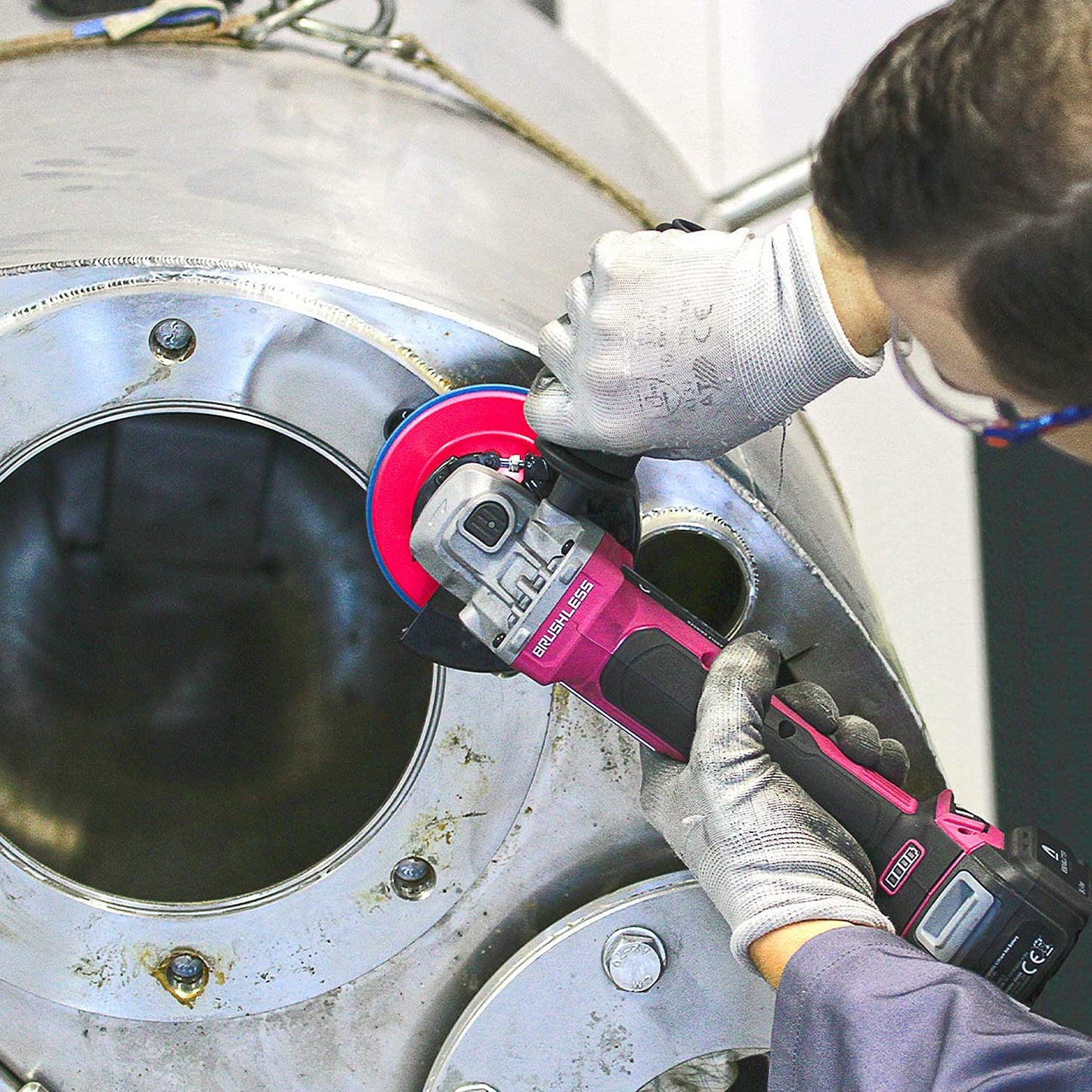 CS Unitec 80616 FIX Fleece (Nonwoven) Disc for The FIX Hook and Loop System, 4-1/2" Diameter, Medium (Red) (Pack of 10)