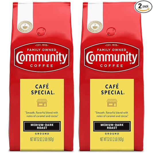 Community Coffee Cafe Special Ground Coffee, Medium Dark Roast, 64 Ounces (32 Ounce Bag-Pack of 2)