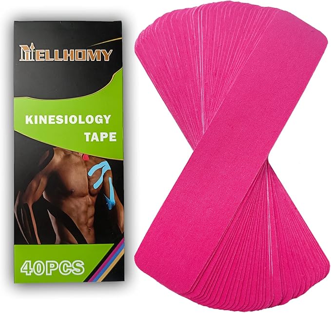 Pro Kinesiology Tape 40 Precut Strips,Elastic Athletic Tape,Original Cotton Waterproof Breathable Sports & Weightlifting Tape Muscles Pain Relief & Joints Support,K Tape(Pink)