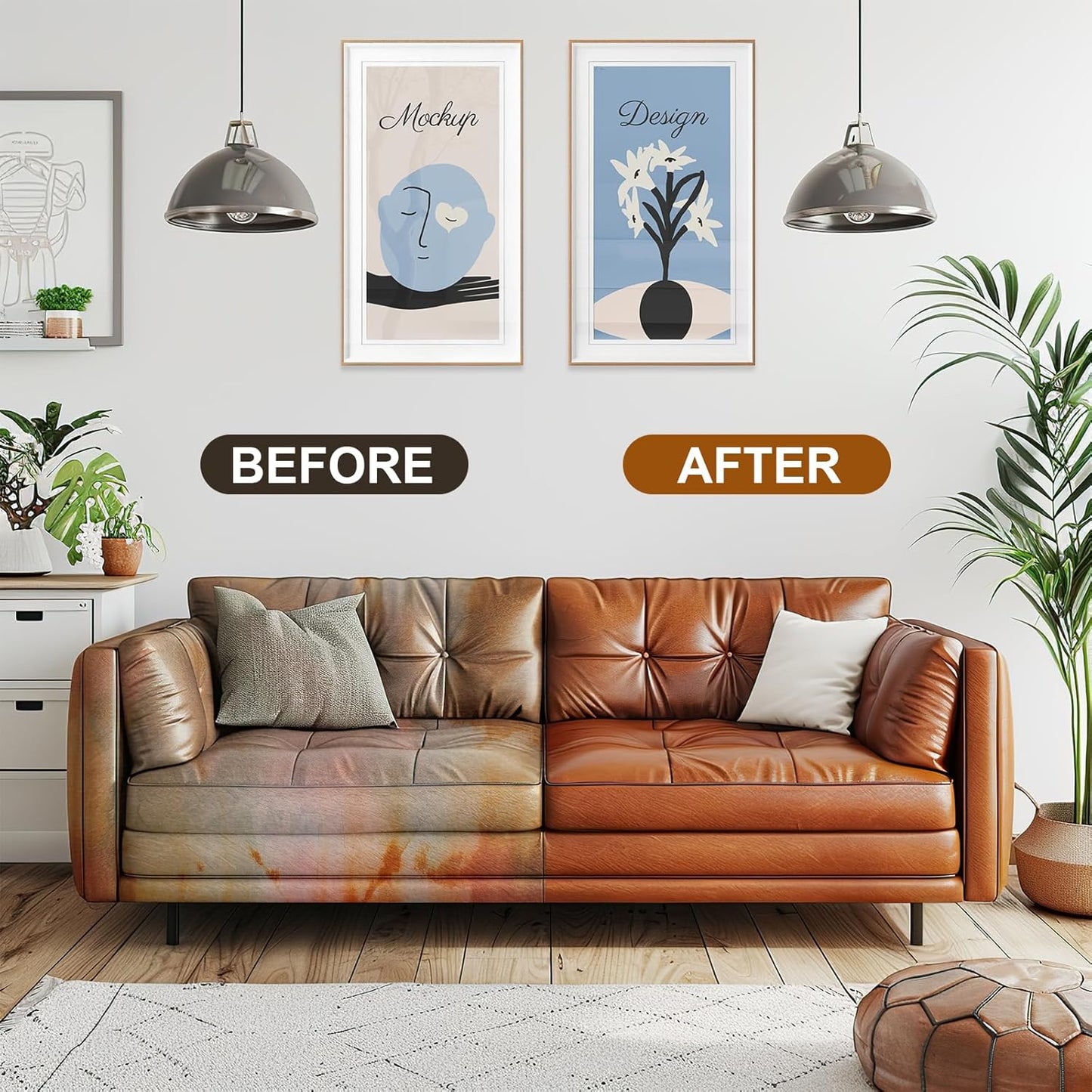 Leather Recoloring Balm Set,Leather Cleaner Restore Conditioner Mink Oil for Leather Repair Kit for Furniture Couches -Revives Repairs Scratches Leather Dye Furniture Polish (Medium Brown)