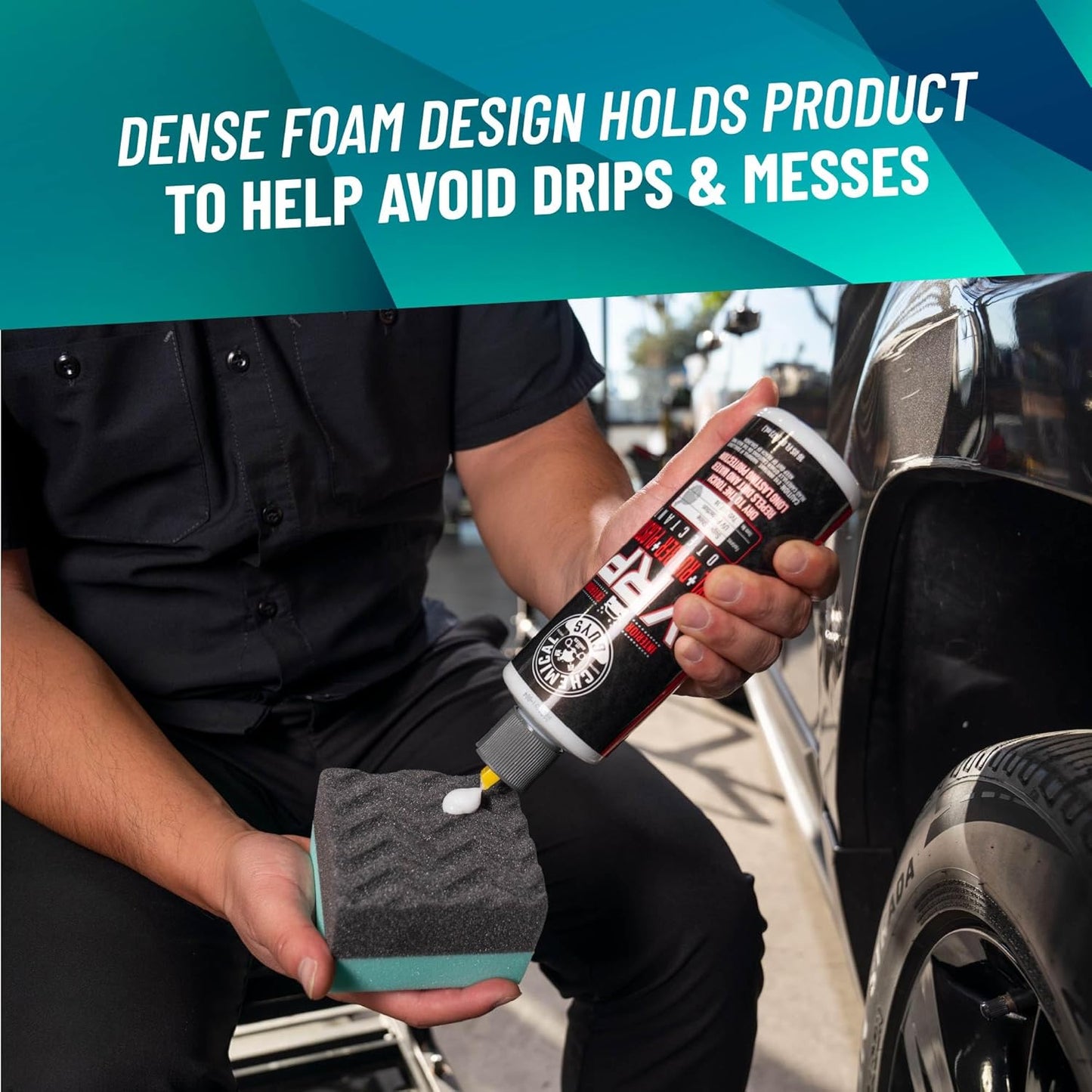 Chemical Guys Wonder Wave Durafoam Contoured Large Tire Shine & Dressing Applicator, 4 Pack