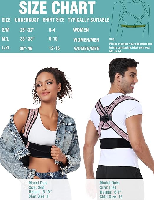 Posture Corrector for Women Men,BI-Straps Back Straightener - Bamboo Fiber Back Brace Posture Corrector - Instant Upper Back Pain Relief