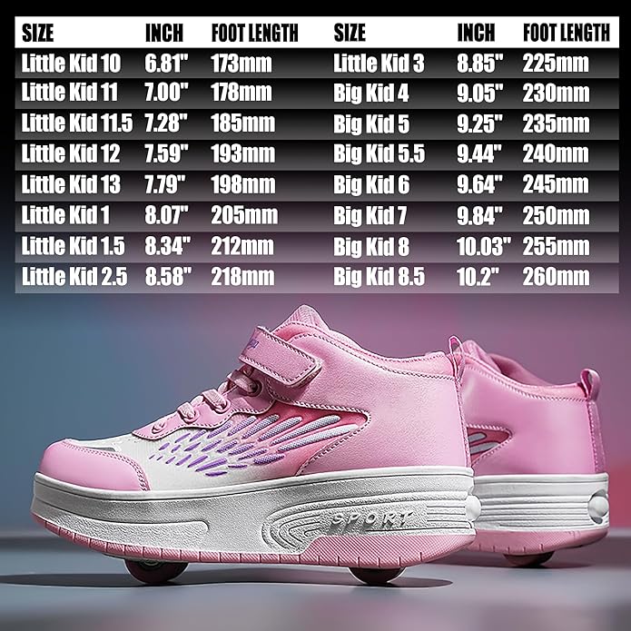 Wooowyet Roller Skate Shoes for Kids Boys Girls Rechargealbe Wheels Sneakers Fashion Roller Wheeled