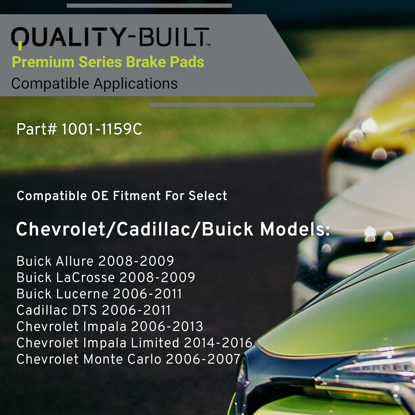 Premium Ceramic Front Brake Pads (1001-1159C) Compatible with 2006-2016 Buick/Cadillac/Chevrolet (Allure/DTS/Impala/Impala Limited/LaCrosse/Lucerne/Monte Carlo)