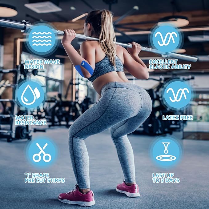 OK TAPE Kinesiology Tape 10 inches Precut, 20 Strips, Cotton Elastic Athletic Tape Latex Free, 2inch x 16ft, 2 Rolls Yellow