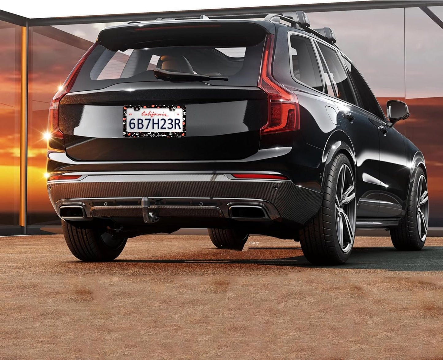 Dog Paw Prints License Plate Frame Dog Lover License Plate Holders Funny Stainless Steel Auto Accessory Bracket 2 Hole with Screws Universal Us Car License Plate Frames 6x12 Inch for Women Men