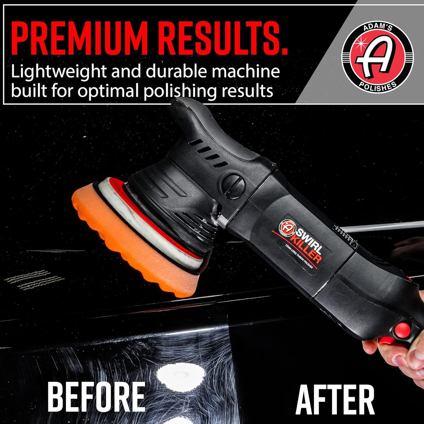 Adam's Polishes Swirl Killer 15mm Polisher Kit 7 Item Buffer Polisher Dual Action Machine | Use W/Car Polish, Polishing Compound, or Car Scratch Remover | Detailing Car Wash Clay Bar Ceramic Coating