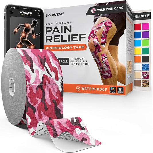 Kinesiology Tape-Incredible Support for Athletic Sports and Recovery + Free Taping Guide - Pre-Cut 2 inch 50 feet (Wild Pink Camo + Free Taping Guide, 1 Pack)