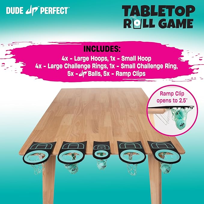 Dude Perfect Sticky Tic Tac Toe & Tabletop Roll Set | Indoor & Outdoor Games, Perfect Fun for Family Game Night & Parties, Birthday for Children, Kids & Adults | Ages 4+ & 6+