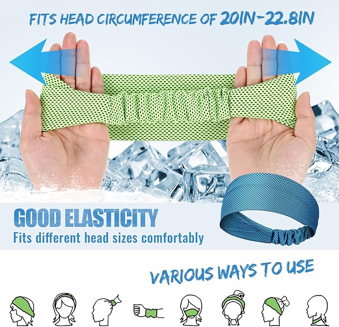 Coume 4 Pcs Cooling Headbands for Women Men Sweat Absorbing Headbands Stretchy Sports Hair Bands for Running, Yoga, Golf, Camping, Biking, Tennis