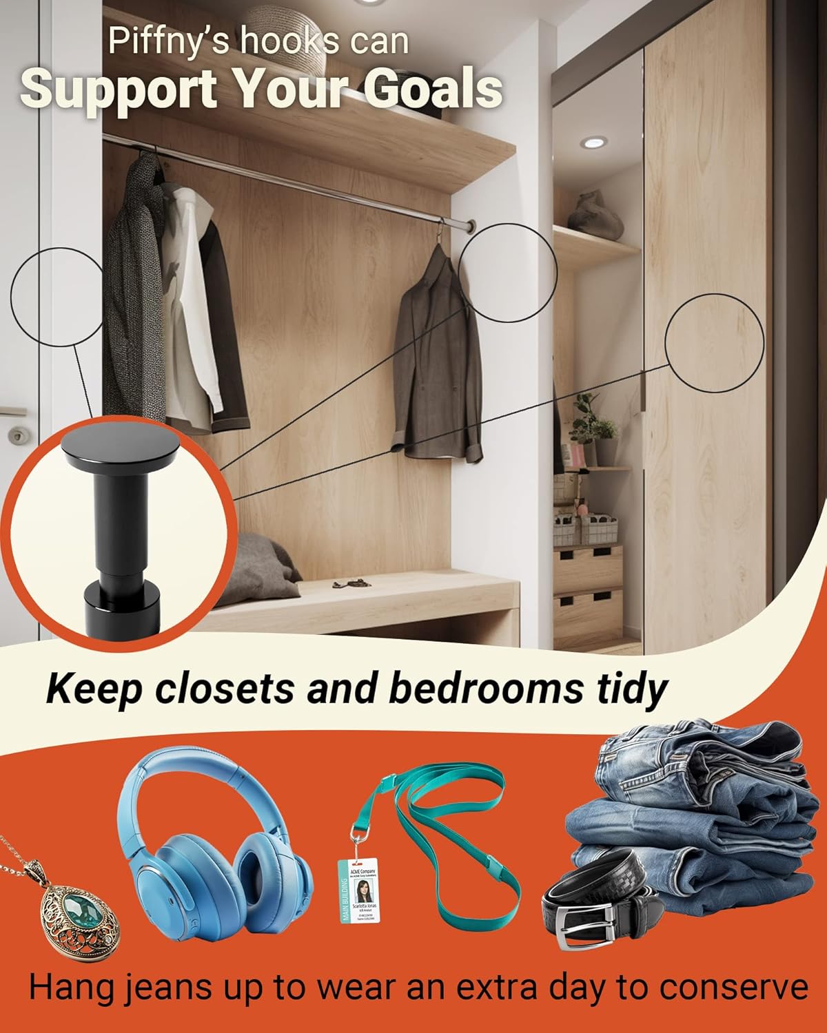 Screw Mount Round Hooks Constructed of Stainless Steel for Towels, Robes, Hats, Jackets in The Bathroom, Bedroom, Kitchen, Entry, and Backyard BBQ Pool Deck - Knurled Gold, 6 Pack