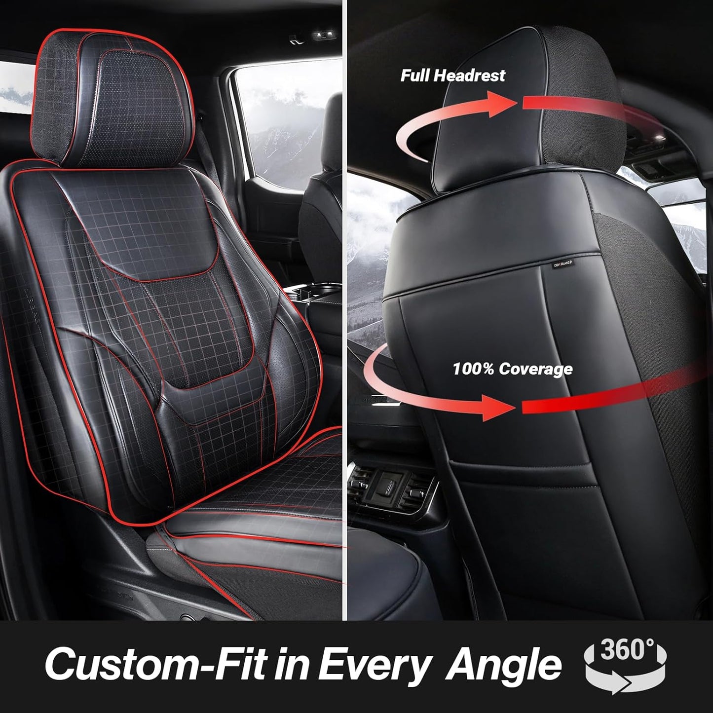 Coverland Custom Car Seat Covers Compatible with Frontier, Tacoma - Premium Leather Non-Slip Memory Foam Waterproof Seat Cover Custom Interior Protector Full Set-Black [See Size Chart-Size X132]