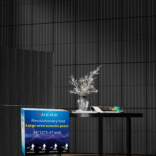 8 Pack Large Fold Soundproof Wall Panels, 24 x 12 x 0.47 in Sound Proof Foam Panels for Walls, 1.2lb/ft³ High Density, Thicker 0.47in, Acoustic Panels, Sound Dampening Panels Black