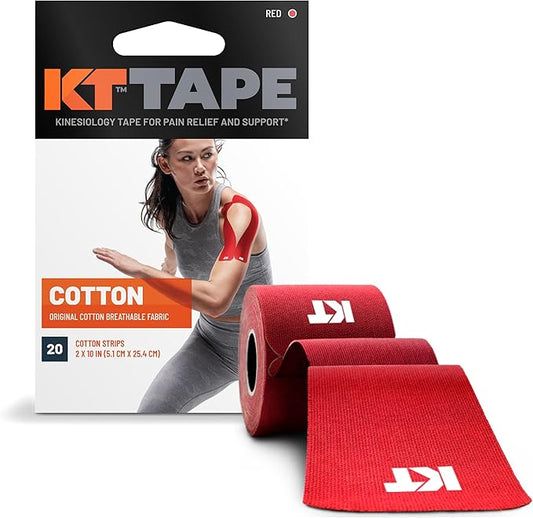 KT Tape, Original Cotton, Elastic Kinesiology Athletic Tape, 20 Count, 10” Precut Strips