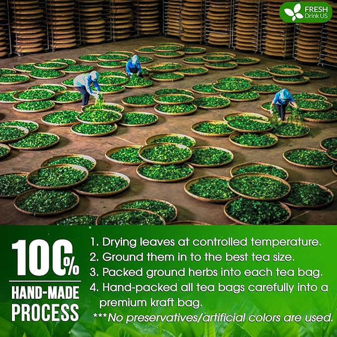 FreshDrinkUS, Premium Tulsi Peppermint Herbal Tea – 55 Tea Bags, 100% Natural, Blend of Tulsi Holy Basil Leaves, and Peppermint Leaves. Made with Natural Material Tea Bags. No Sugar, Vegan.