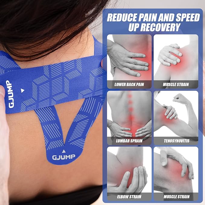 Kinesiology Tape, Original Cotton Elastic Athletic Tape for Muscle Strain Relief & Joint Support, 40 Count Precut Strips 2 Rolls, Waterproof & Breathable Sports Tape for Support and Recovery