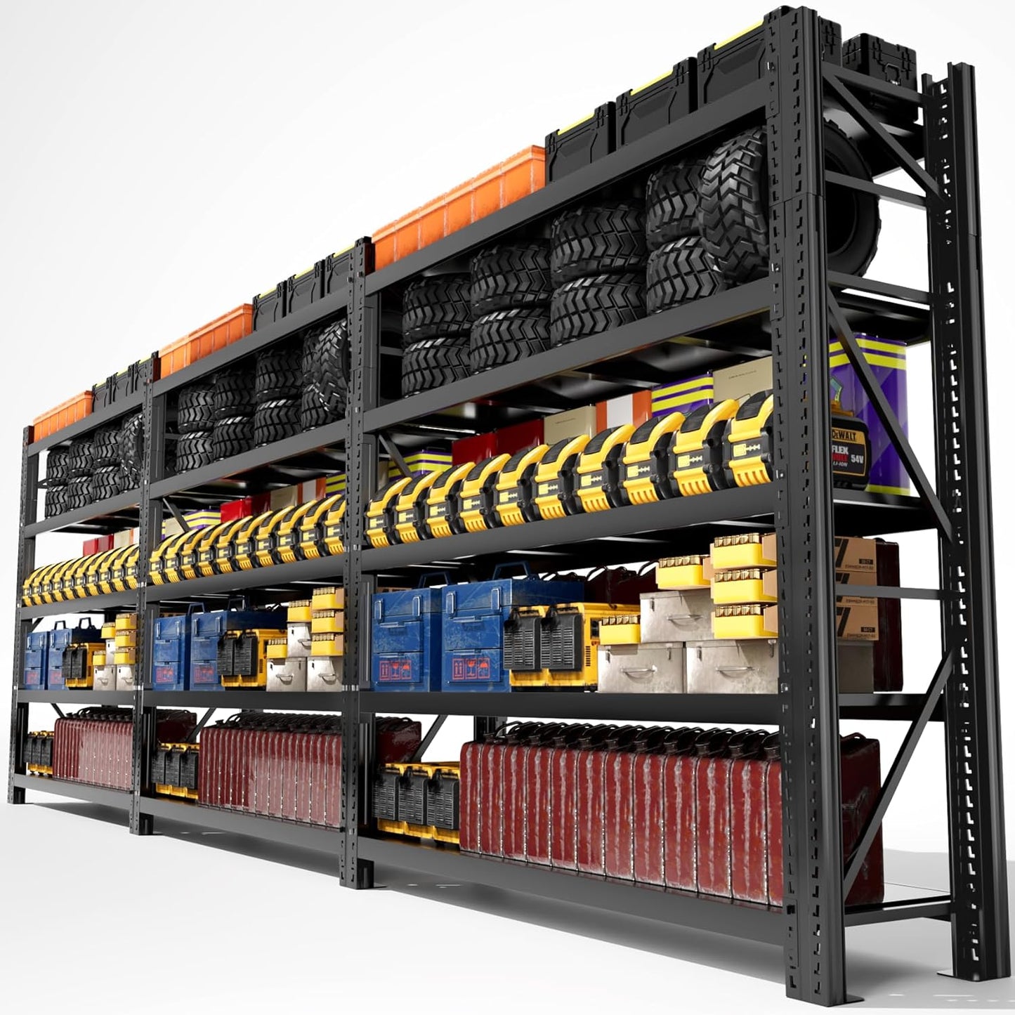 Garage Shelving Heavy Duty - 236" W Extra Large Metal Shelving Units and Storage for 24000lbs, 5 Tier Adjustable Basement Storage Industrial Shelves Pallet Racking Organizer (236" W x 98.4" H)