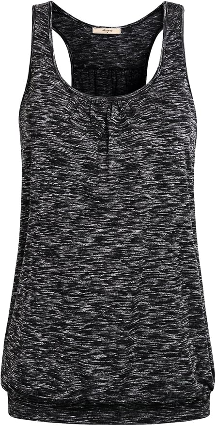 Miusey Womens Sleeveless Round Neck Loose Fit Racerback Yoga Tank Top