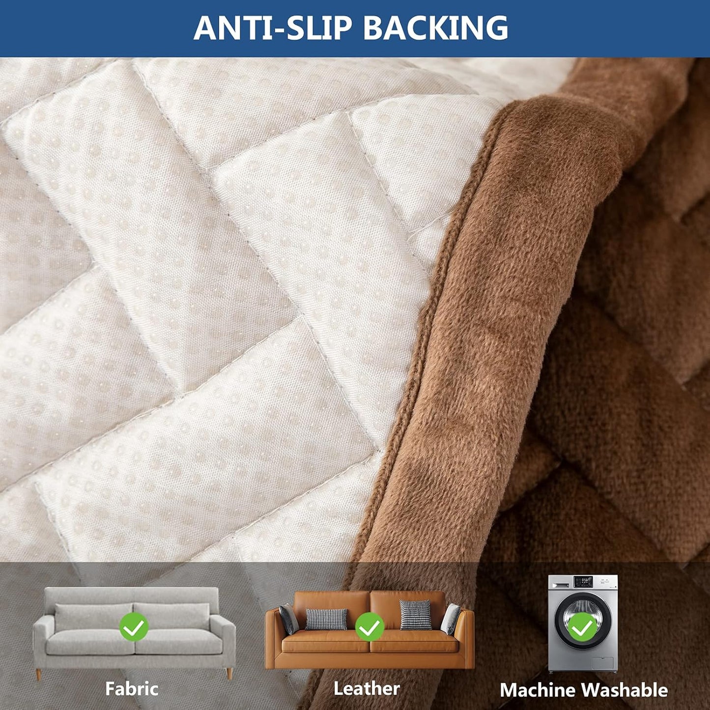 Eismodra Couch Cover,Sectional Couch Covers,Sofa Covers for 3 Cushion Couch,Anti-Slip Sofa Slipcovers for Dogs Cats Kids Loveseat Recliner L Shaped Armrest Backrest,Brown 36''x82''(Only 1 Piece)