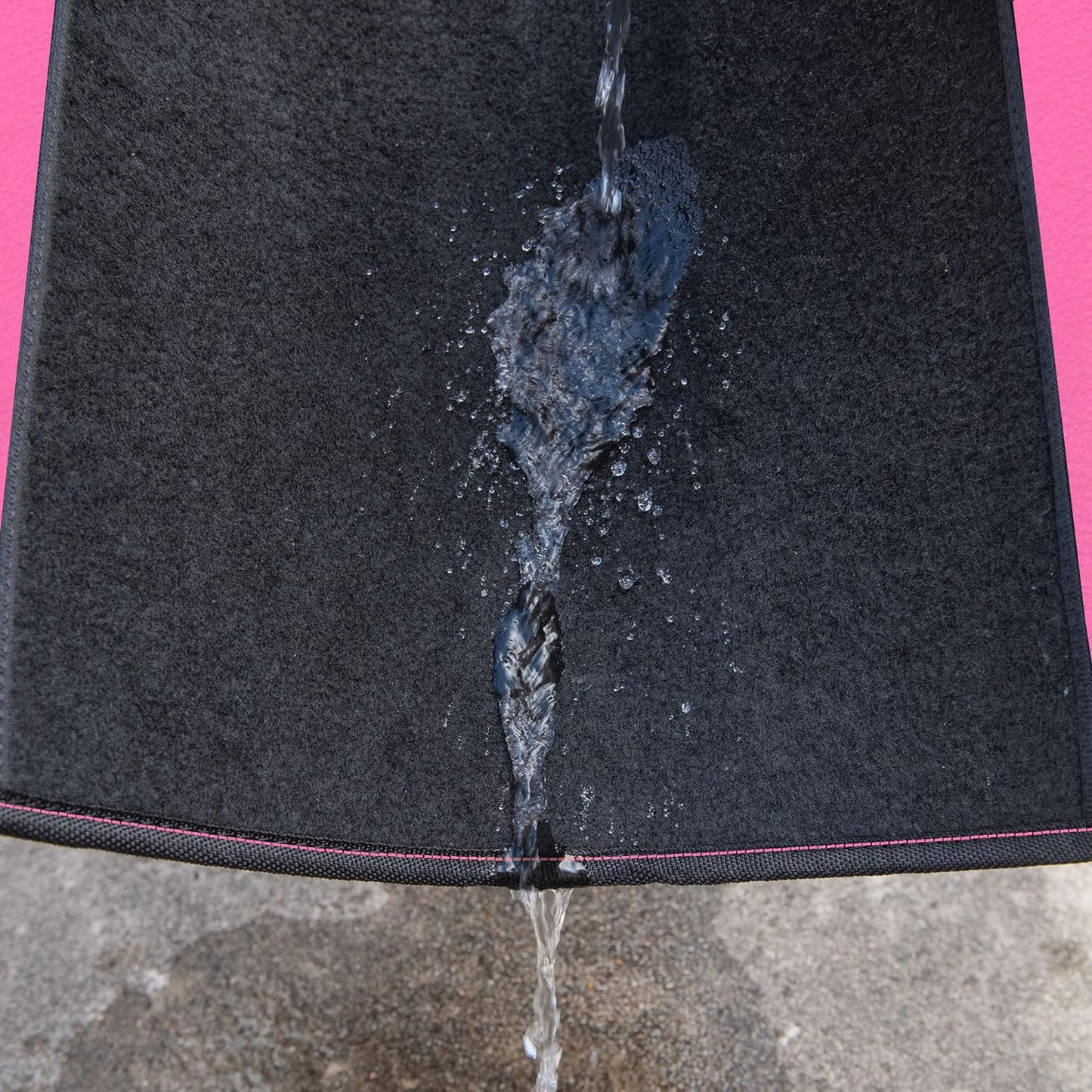 CAR PASS Rainbow Waterproof Universal Fit Faux Leather Car Carpet- Anti-Slip Nibbed Backing Floor Mats for SUV, Vans,Sedans,Trucks, Automotive Set of 4 for Women&Cute Girly (Black with Pink)