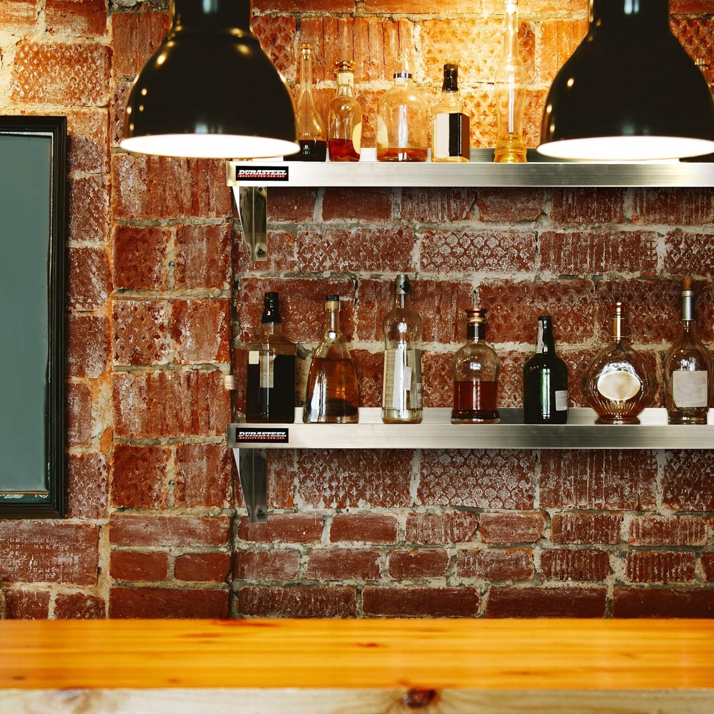 DuraSteel Heavy Duty Wall Mount Shelf - 72" Wide x 14" Deep Classic Stainless Steel Wall Floating Shelves - NSF Metal Storage Wall Shelves - For Commercial Kitchen, Laundry Room, Garage, Food Truck