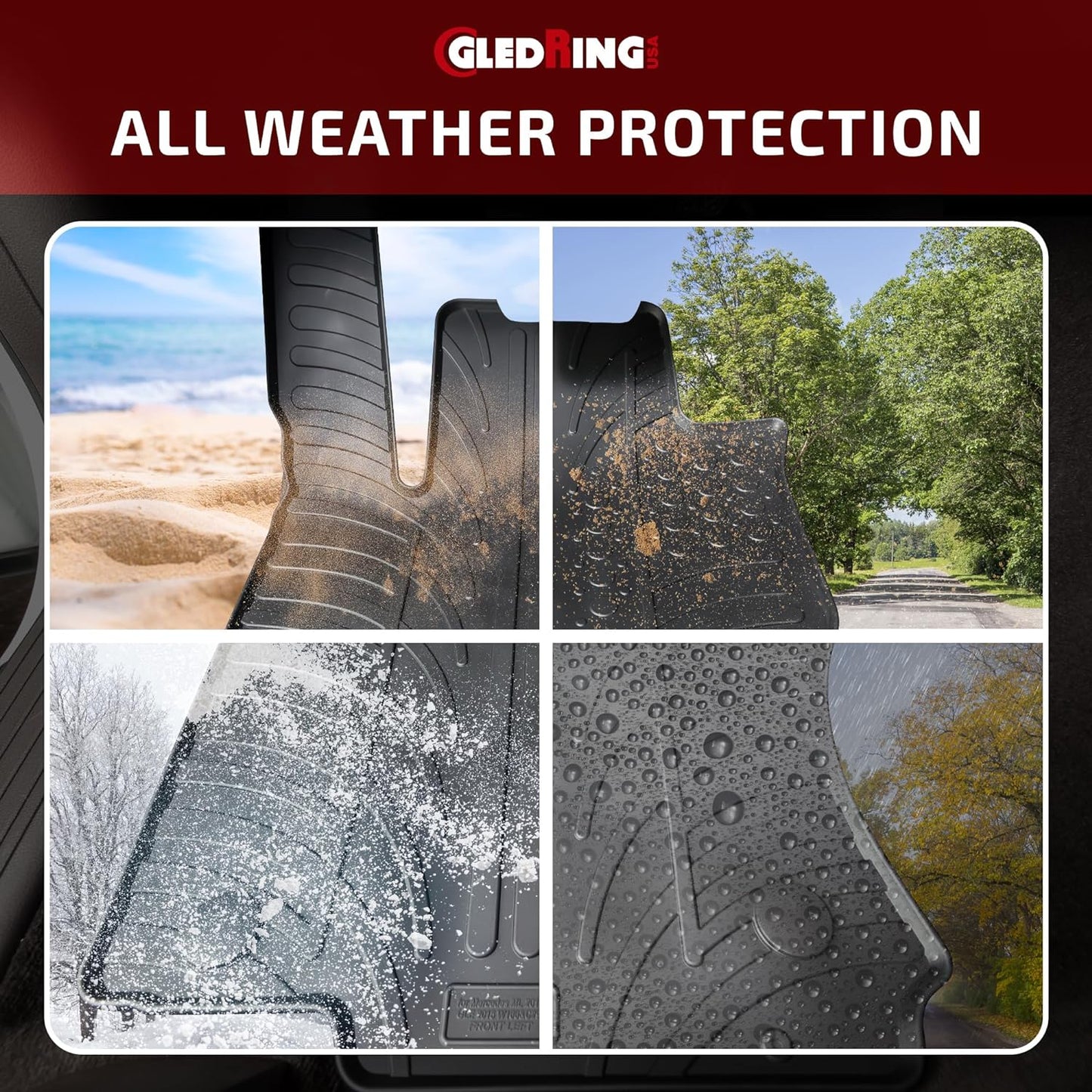 Gledring USA Custom Fit All-Weather Rubber Floor Mats Intended for Mercedes Benz S-Class SWB - W220 2000-2006, No Trimming Required, Tailored Custom Fit, Protects from Rain, Mud, & Snow