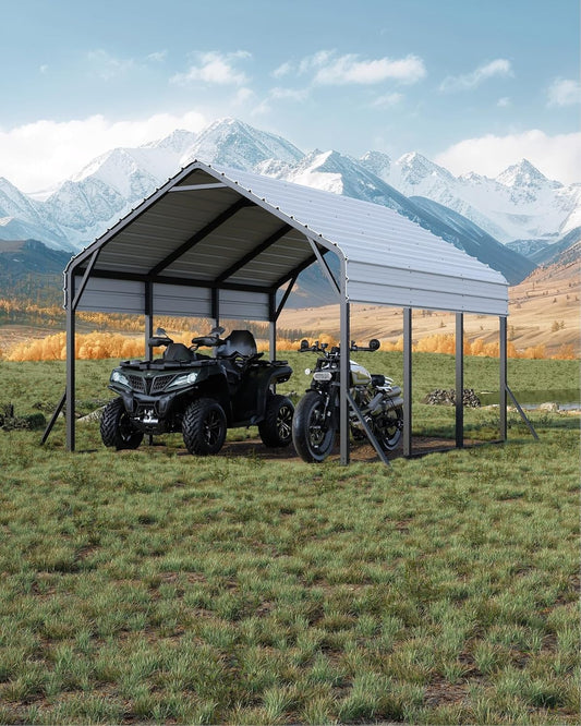 13'x16'x11' Metal Carport, Steel Heavy Duty Car Ports for All-Weather, for Cars, Motorcycles, ATV, or Boats, N.W. 500 Lbs