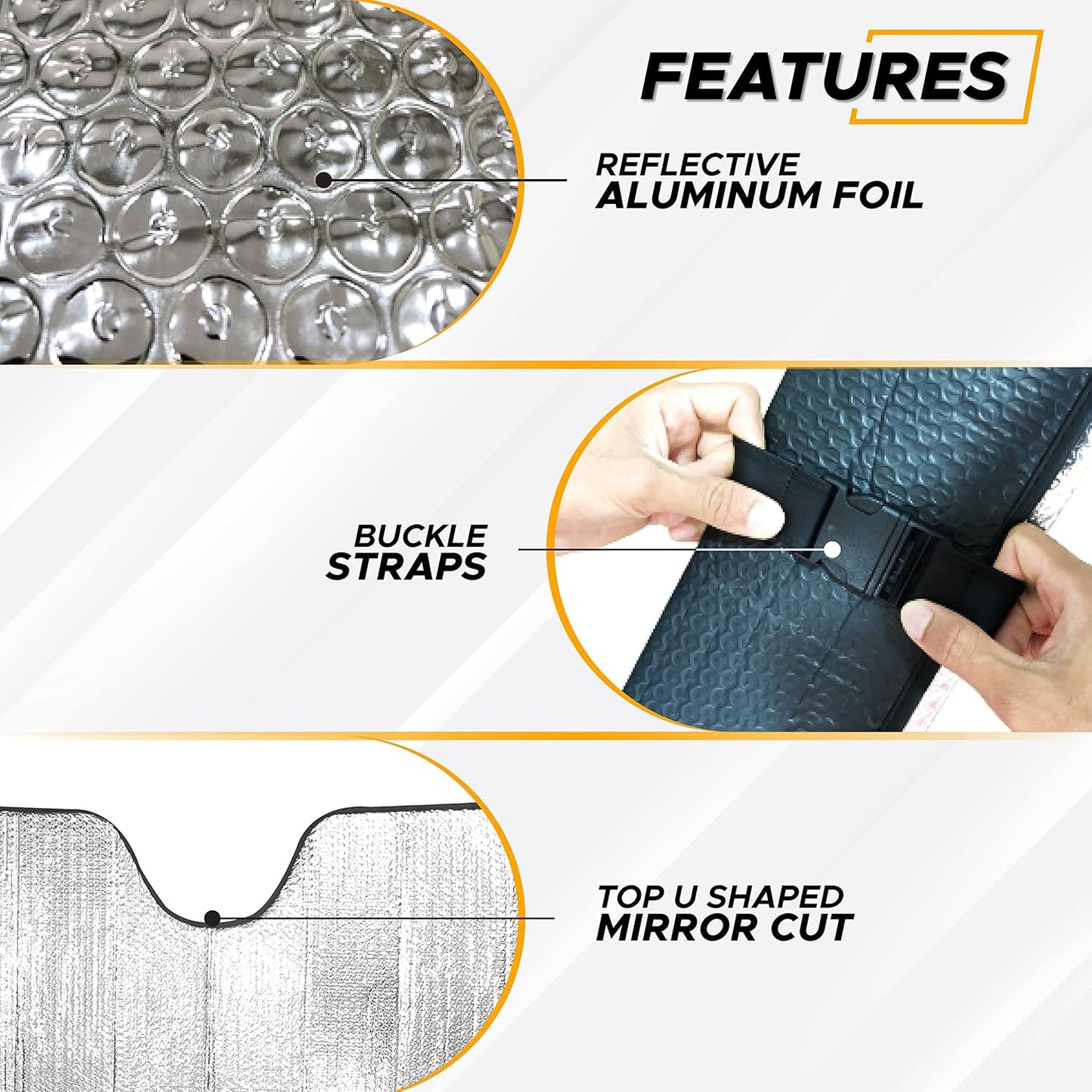 EcoNour Accordion Sun Shade Windshield for Trucks | Automotive Windshield Sun Shade to Keep Your Rig Safe | Fits for Semi Truck Windshields, Commercial & Big Rig Truck | XXL (80 x 30 inches)