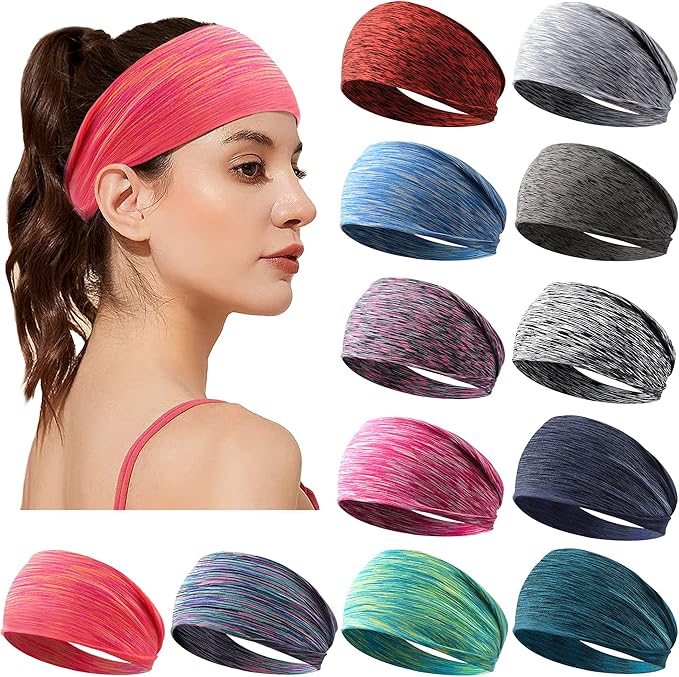 Women's Workout Headbands Non Slip Sport Sweatbands Yoga Hairbands for Travel Fitness Athletic Elastic Moisture Wicking for Girls